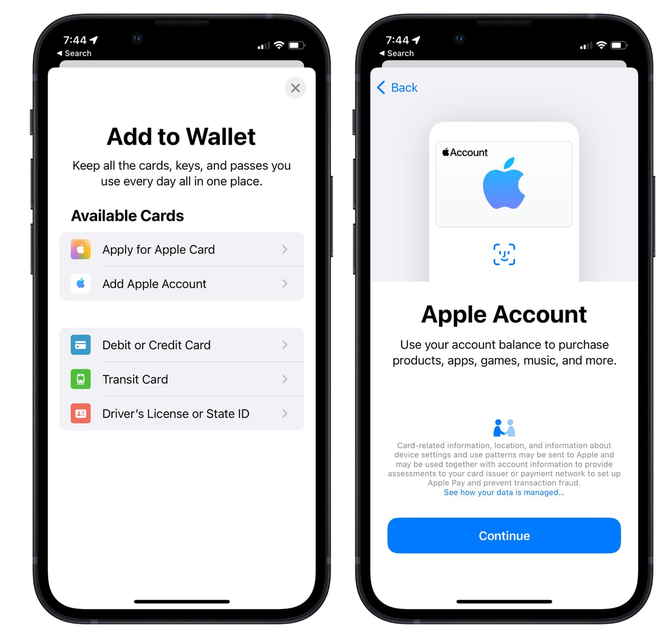 万荣苹果手机维修分享iOS 15.5钱包App如何添加 Apple 账户 